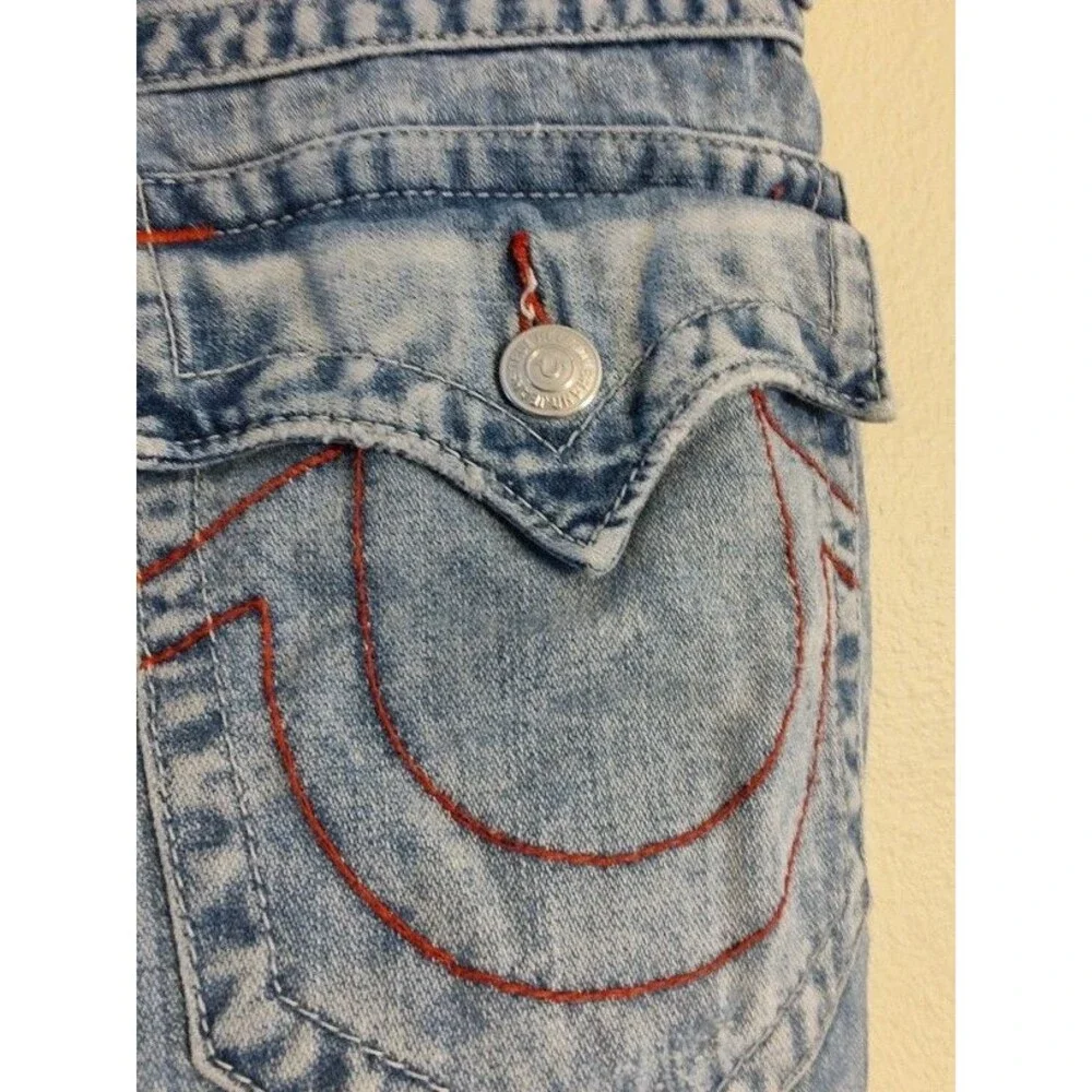 Rare Men's True Religion Huge Red Patch TR Ripped Look Jeans Size 29 RN # 112790